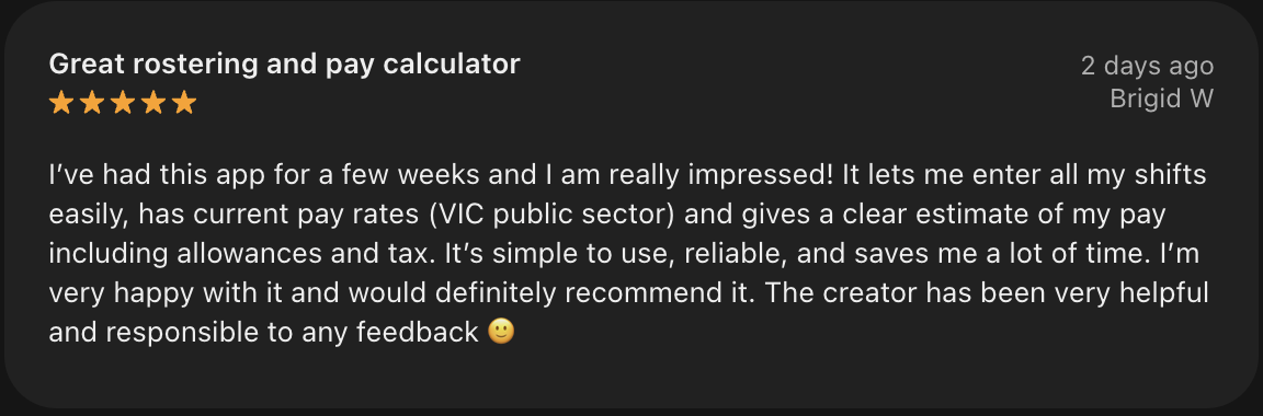 App Store review from Brigid