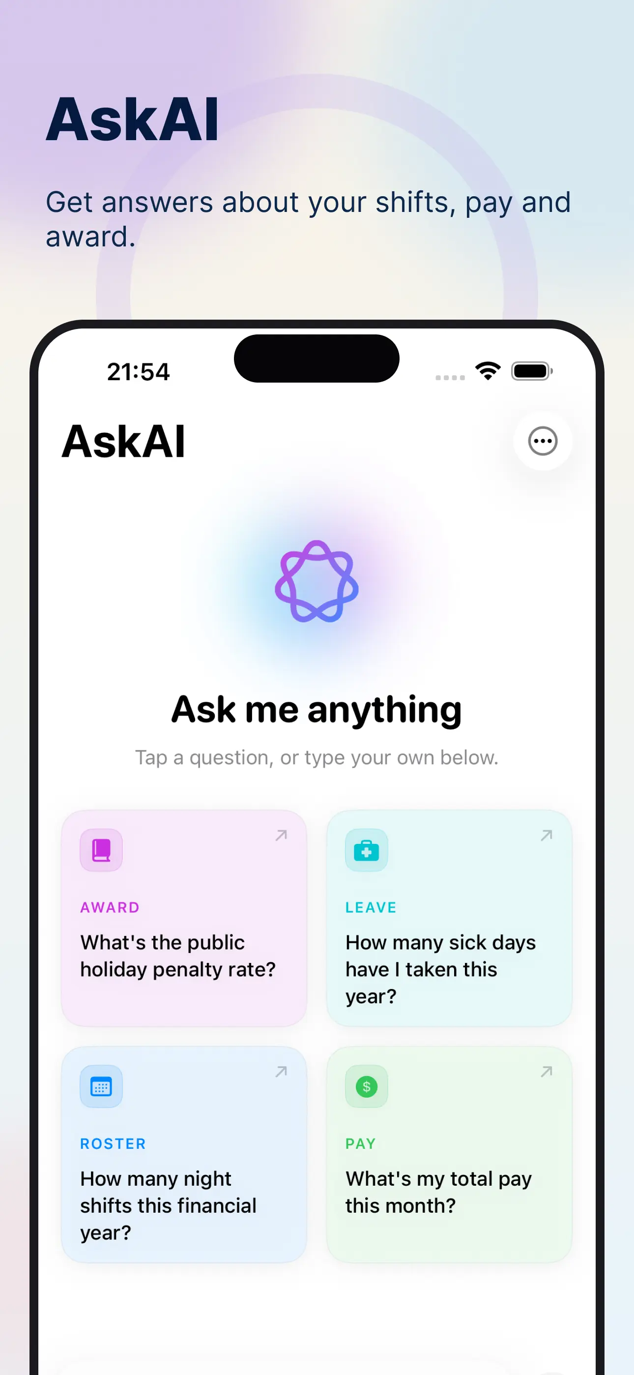 MyRoster app — Ask MyRoster AI