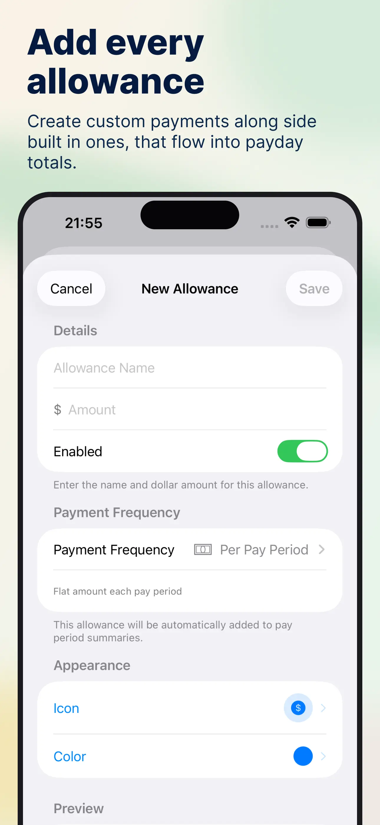 MyRoster app — Add every allowance