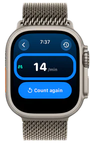 The Resp Rate Counter result on Apple Watch.