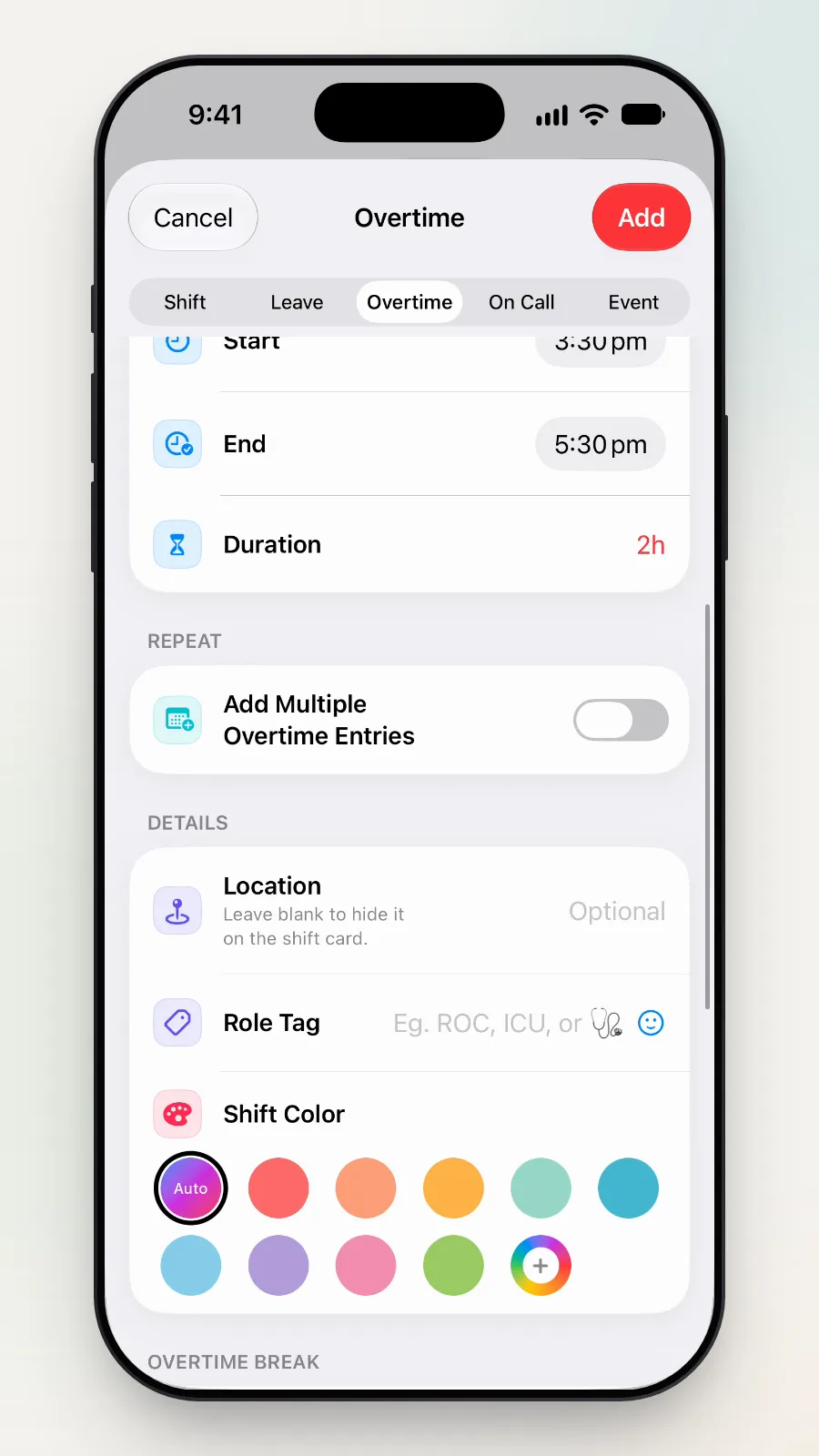 The form scrolling back to the top.