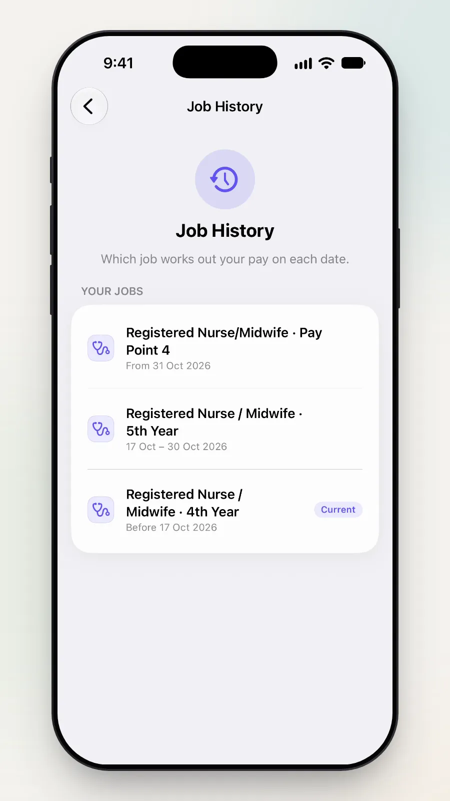 Job History, which can't be edited.