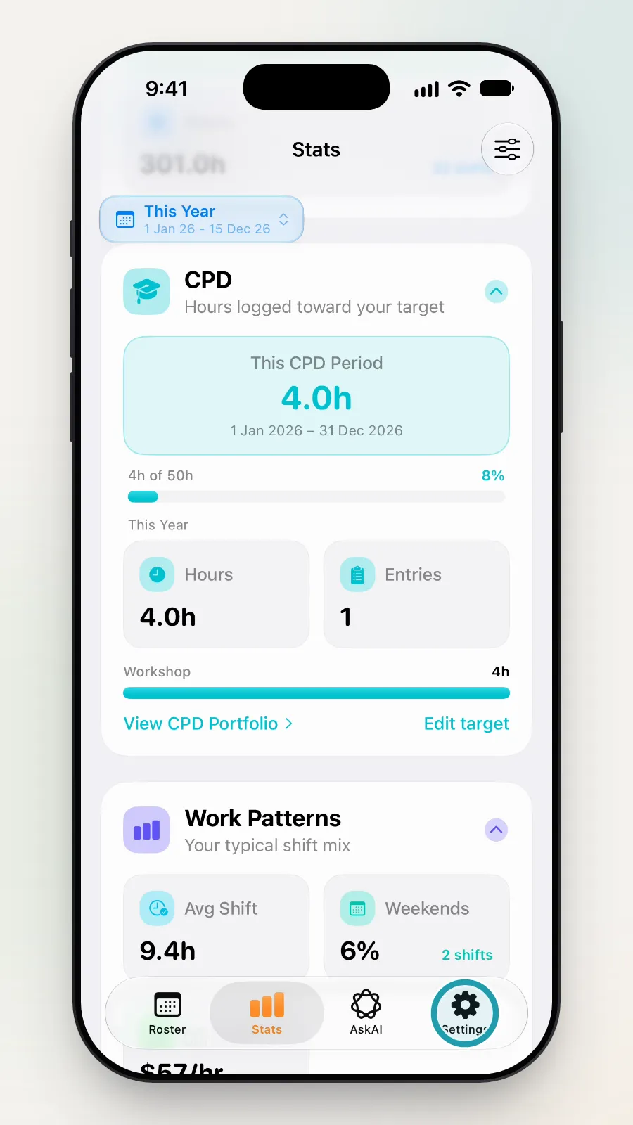 The Settings tab at the bottom right being tapped.