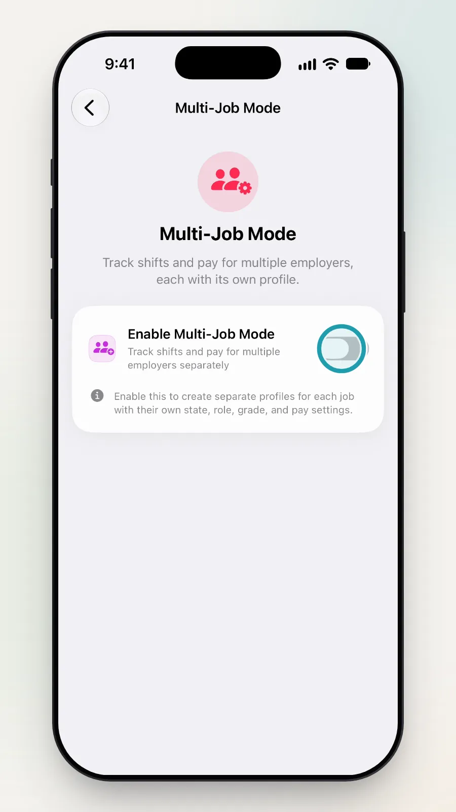 The Enable Multi-Job Mode switch being turned on.