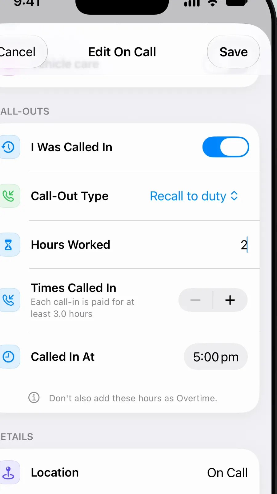 The Hours Worked box with 2 typed in.