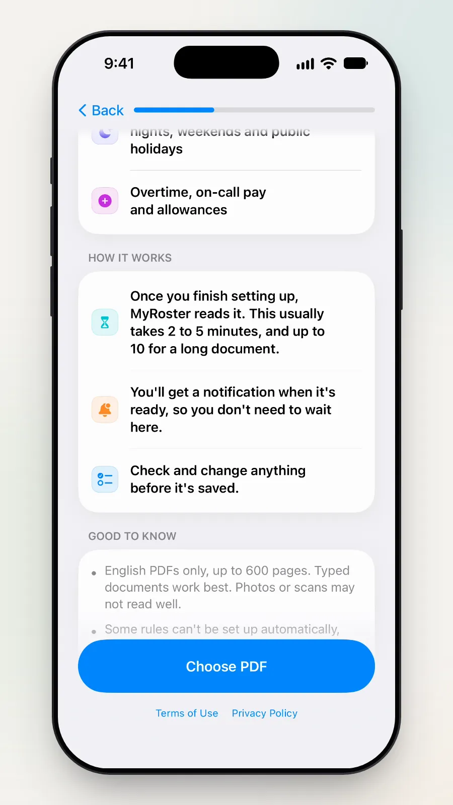 Close-up of How it works, saying you'll get a notification when it's ready.